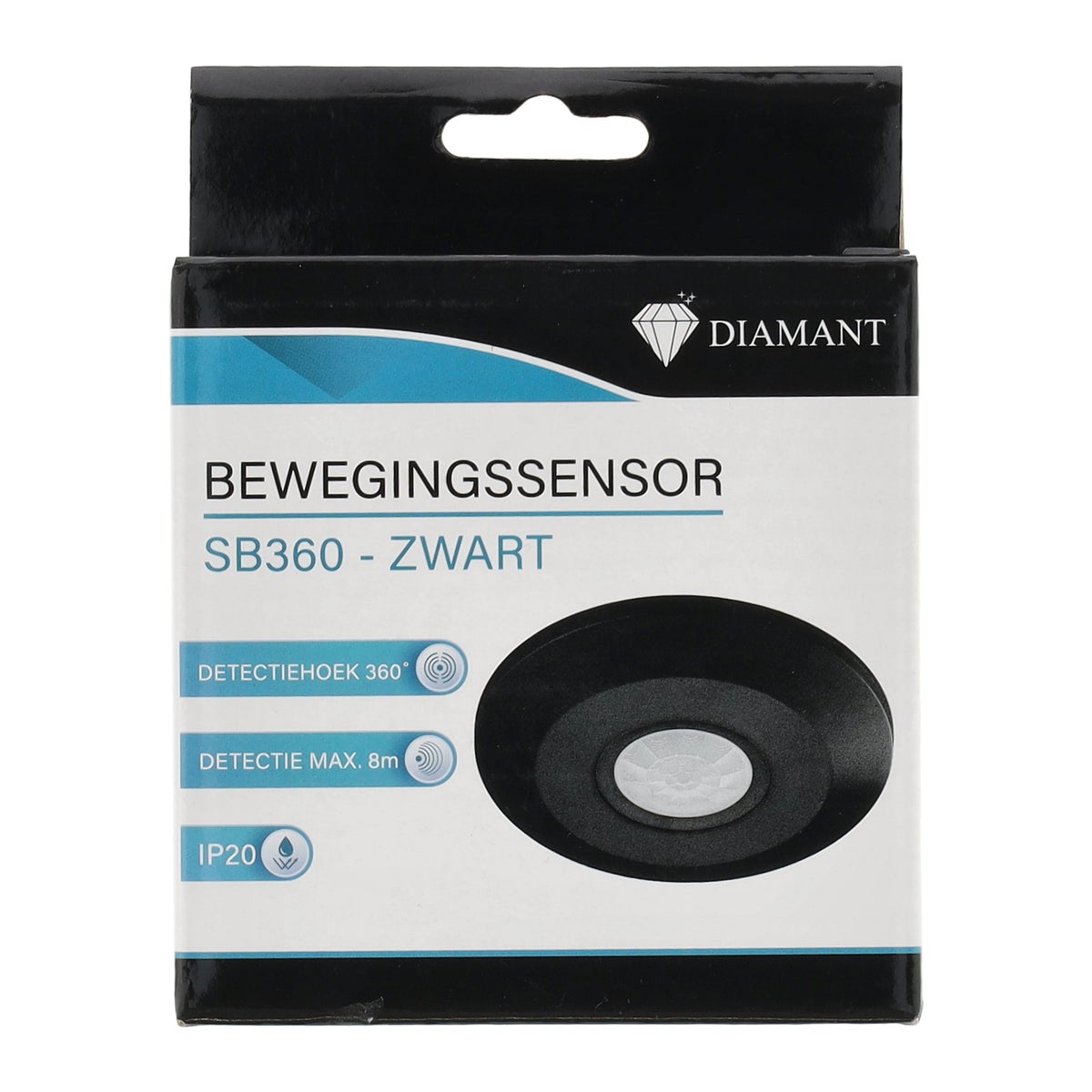 Bewegingssensor 360° zwart Diamant Bewegingssensor 360° zwart Diamant