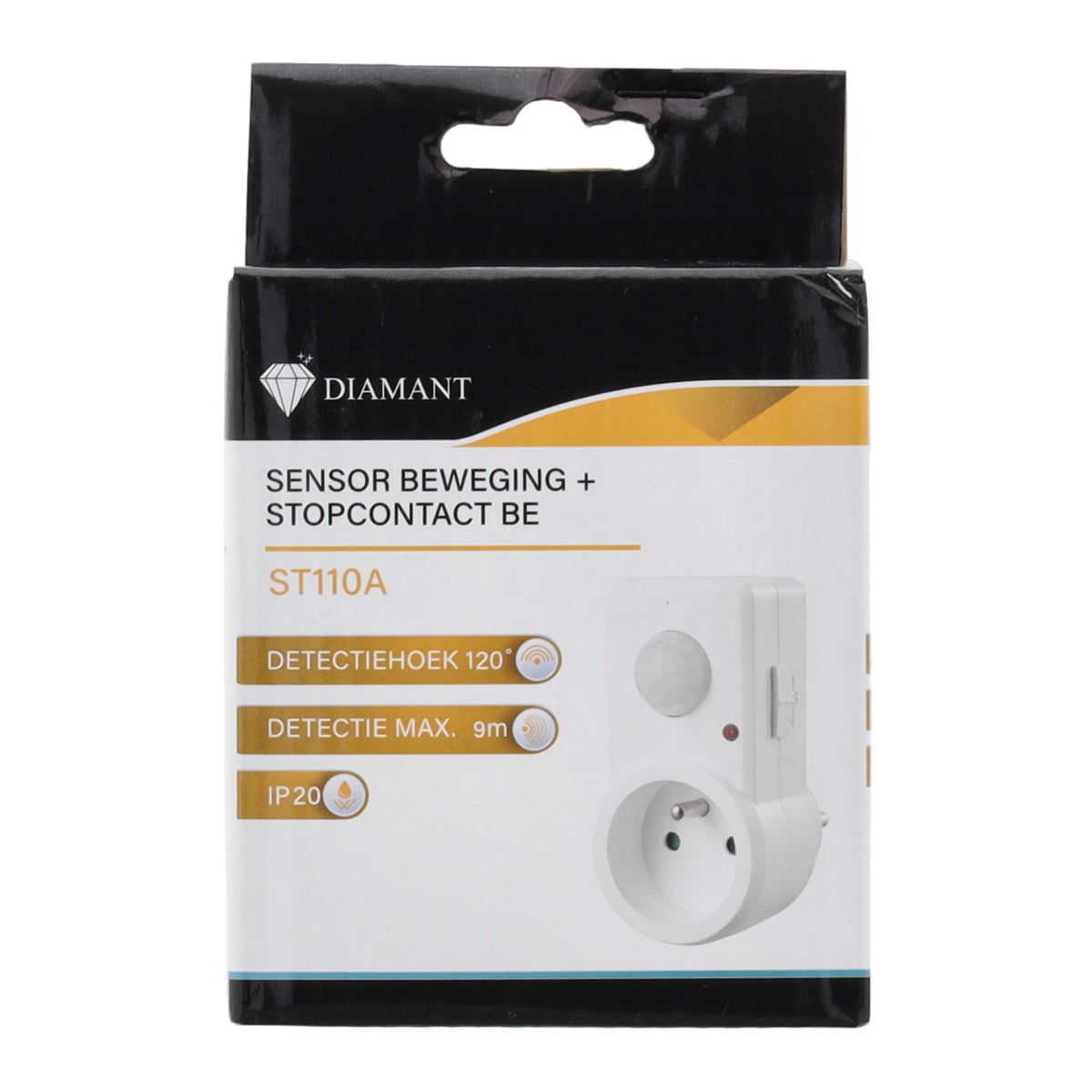 Bewegingssensor met stopcontact BE Diamant Bewegingssensor met stopcontact BE Diamant