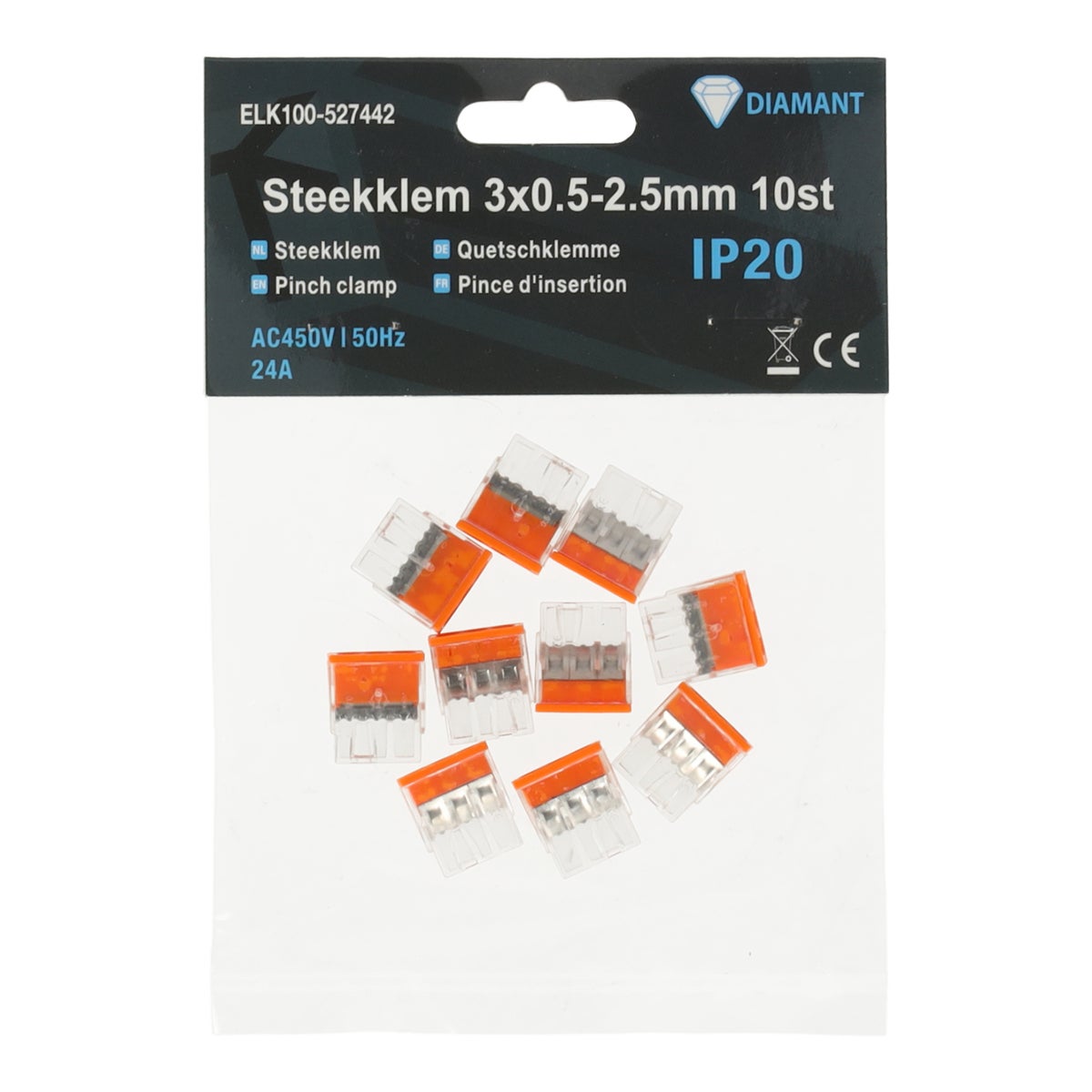 Steekklem 3x0.5-2.5mm 10st Steekklem 3x0.5-2.5mm 10st