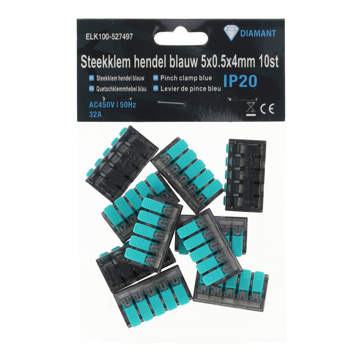 Steekklem hendel blauw 5 x 0.5 x 4 mm 10 stuks Steekklem hendel blauw 5 x 0.5 x 4 mm 10 stuks