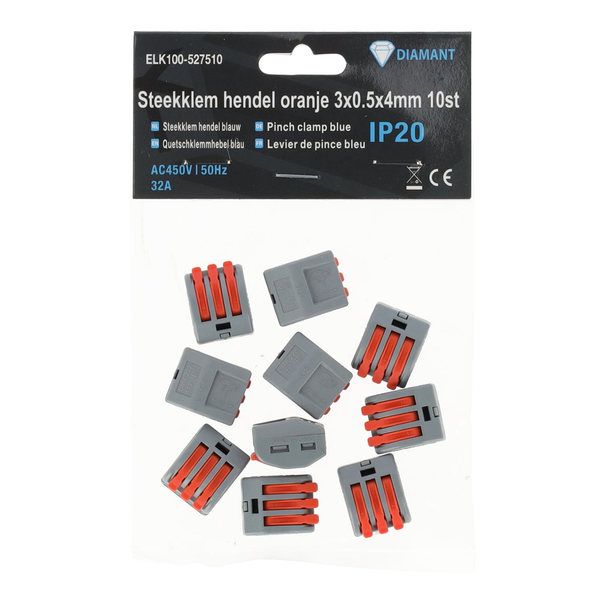 Steekklem hendel oranje 3 x 0.5 x 4 mm 10 stuks Steekklem hendel oranje 3 x 0.5 x 4 mm 10 stuks