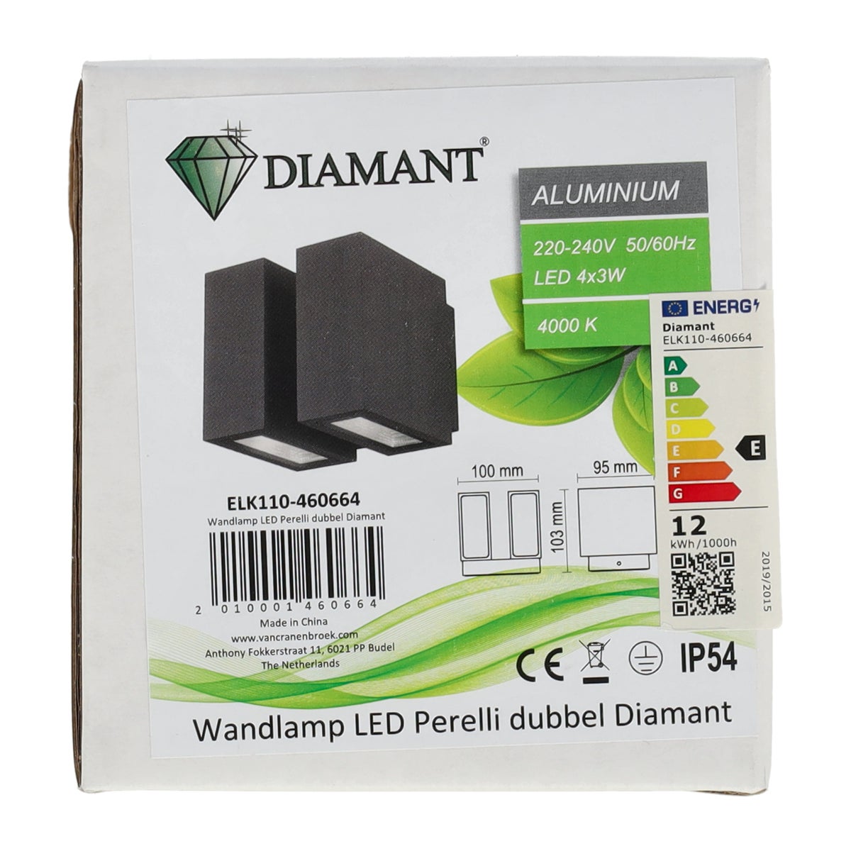 Wandlamp LED Perelli dubbel Diamant Wandlamp LED Perelli dubbel Diamant