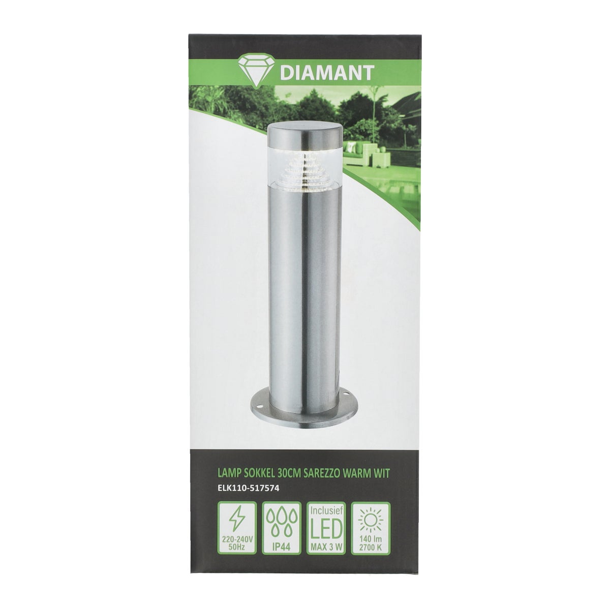 Sokkellamp Sarezzo 30 cm warm wit Sokkellamp Sarezzo 30 cm warm wit
