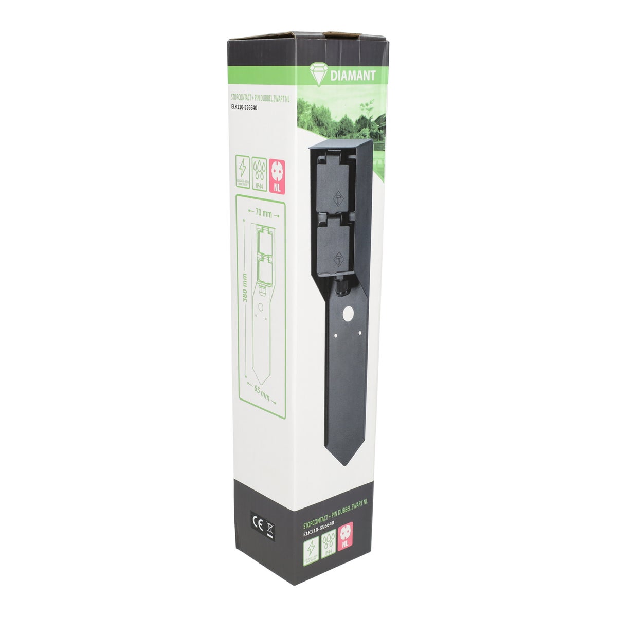 Stopcontact met pin dubbel zwart NL Stopcontact met pin dubbel zwart NL