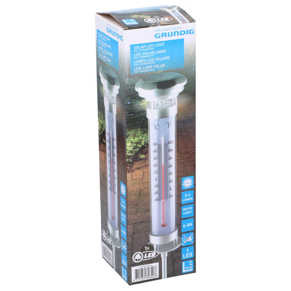 Thermometer met lamp 1LED solar Grundig Thermometer met lamp 1LED solar Grundig