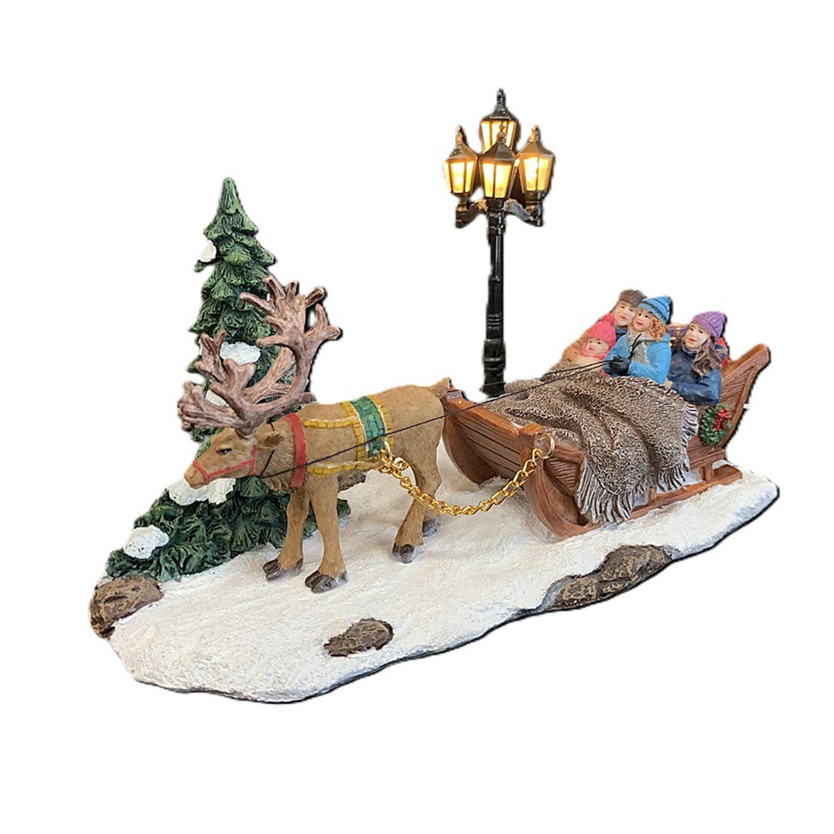 Kerstdorp rendier met slee LED Kerstdorp rendier met slee LED