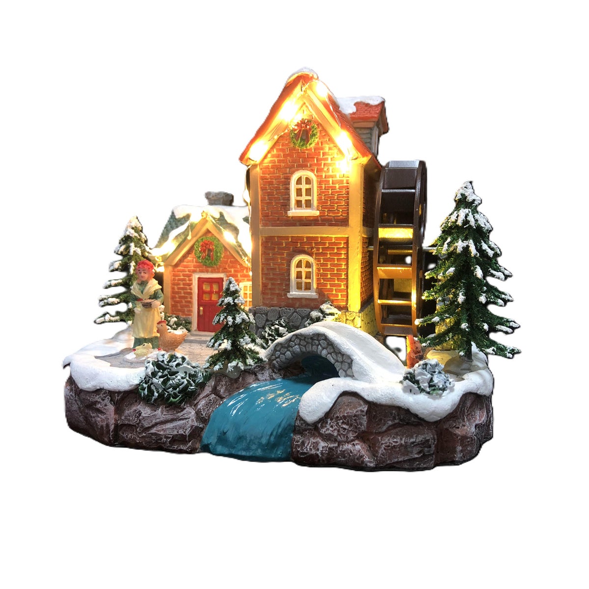 Kerstdorp watermolen 20x15x17cm Kerstdorp watermolen 20x15x17cm