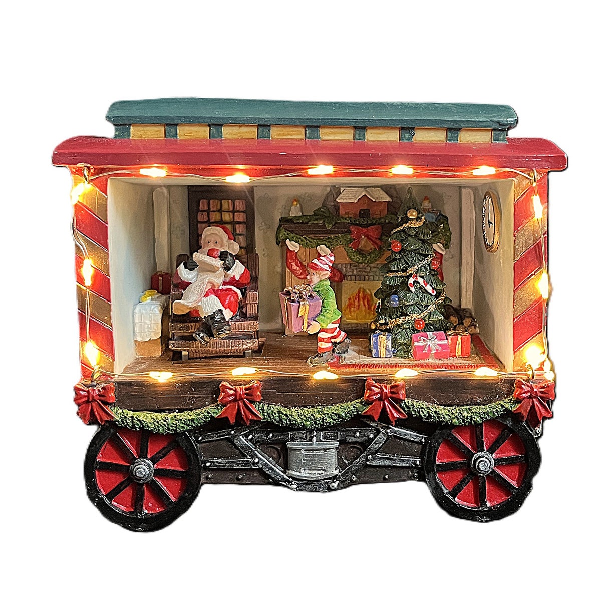 Kerstdorp pakjeswagon 16x8x13cm Kerstdorp pakjeswagon 16x8x13cm