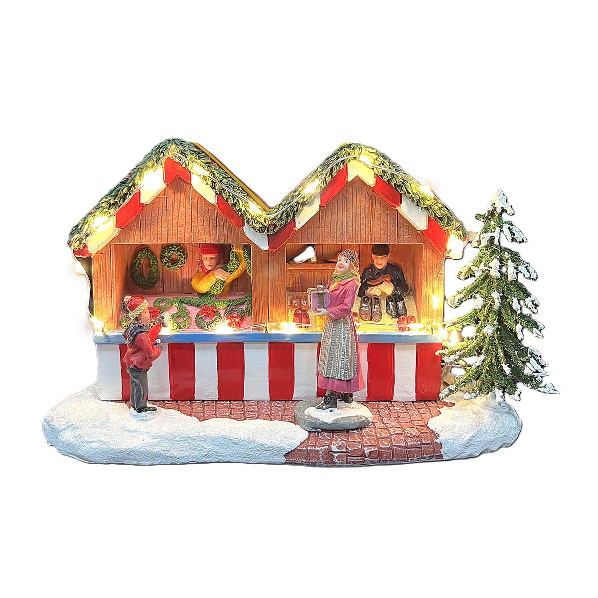 Kerstdorp kerstkraam A 19x8x11cm Kerstdorp kerstkraam A 19x8x11cm