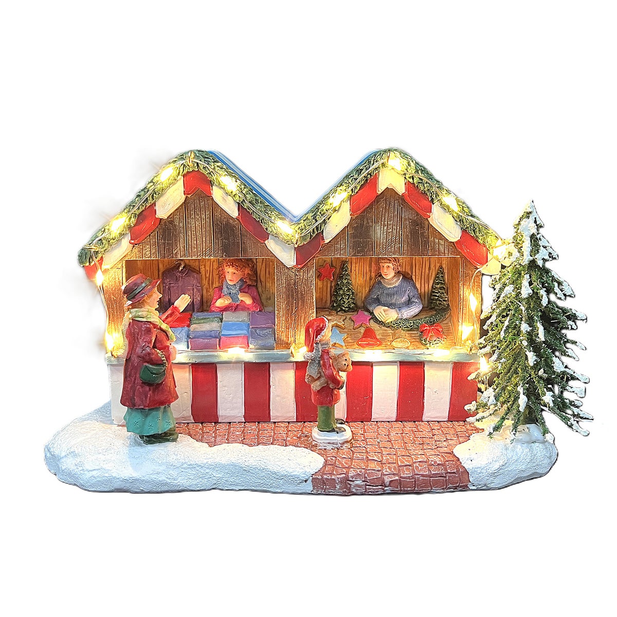 Kerstdorp kerstkraam B 19x8x11cm Kerstdorp kerstkraam B 19x8x11cm