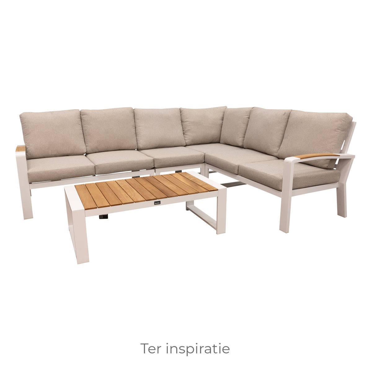 Bank tussen Foxton wit met kussens Bank tussen Foxton wit met kussens