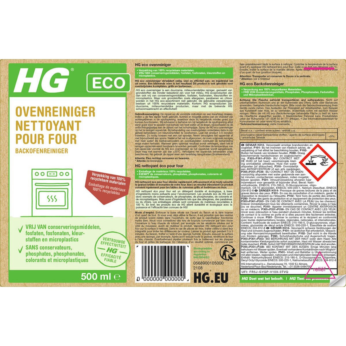 HG ECO ovenreiniger 0.5L NL/BE HG ECO ovenreiniger 0.5L NL/BE