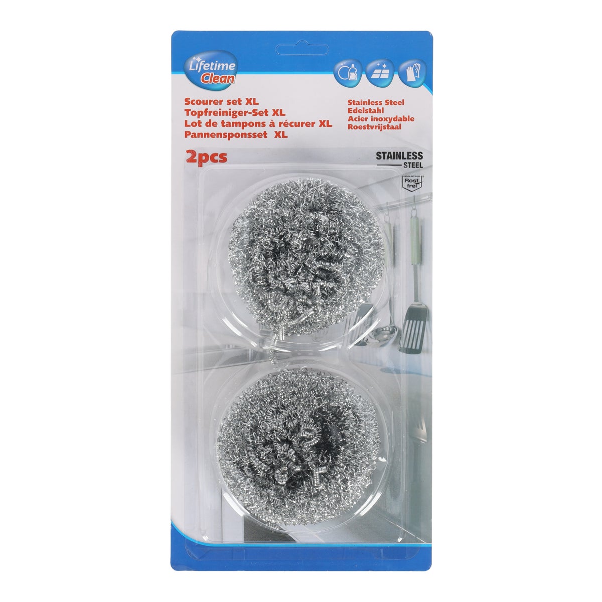 Pannenspons RVS XL 2 stuks Lifetime Pannenspons RVS XL 2 stuks Lifetime