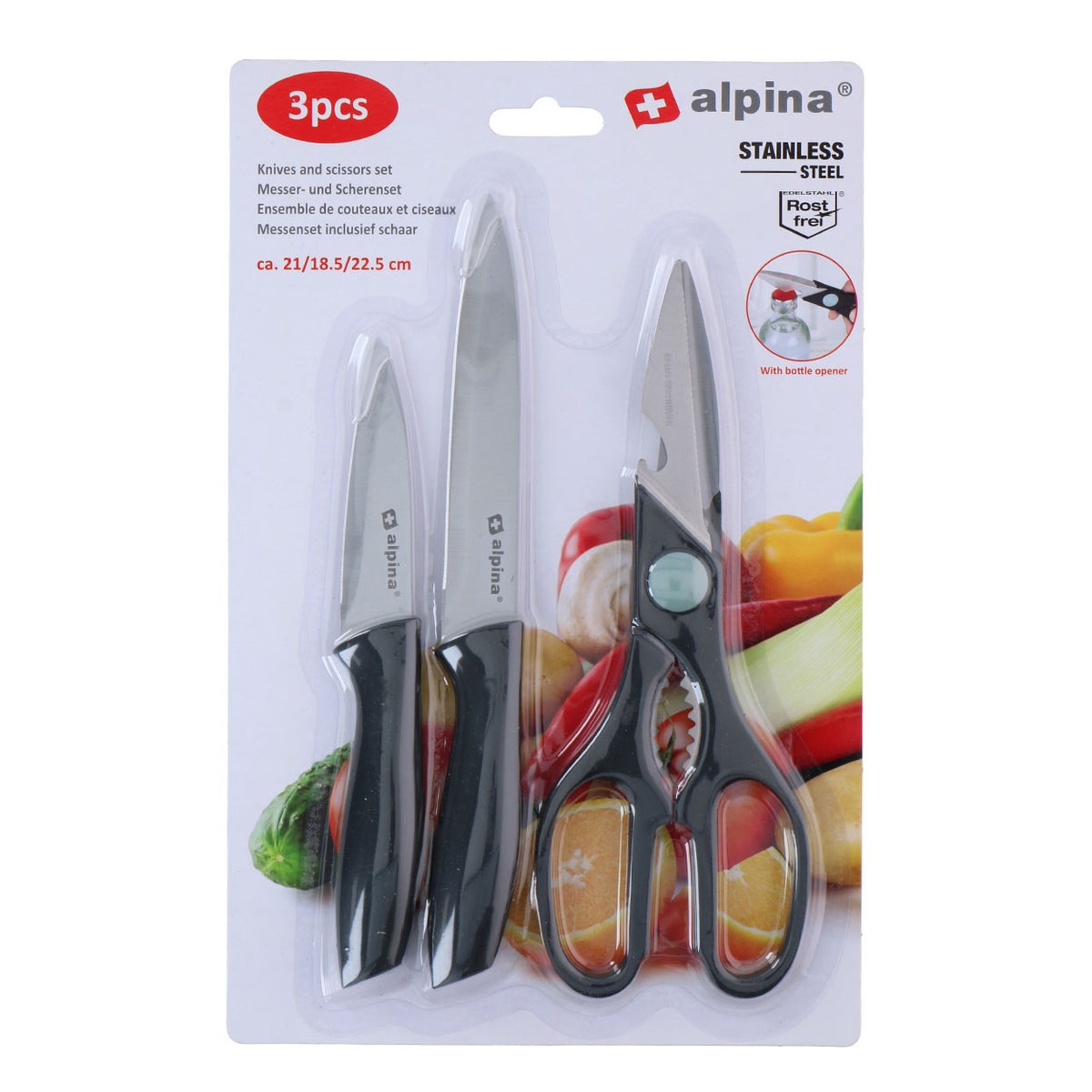 Messenset en schaar 3-delig Messenset en schaar 3-delig