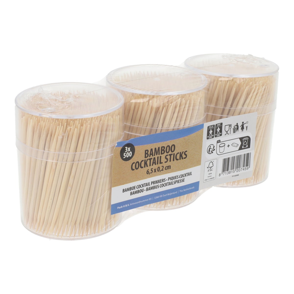 Cocktailprikkers bamboe 3 x 500 stuks Cocktailprikkers bamboe 3 x 500 stuks