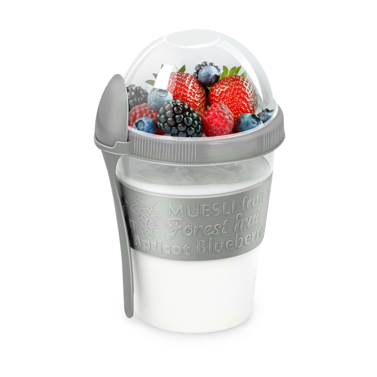 Beker yoghurt met lepel 500 ml assorti Alpina Beker yoghurt met lepel 500 ml assorti Alpina