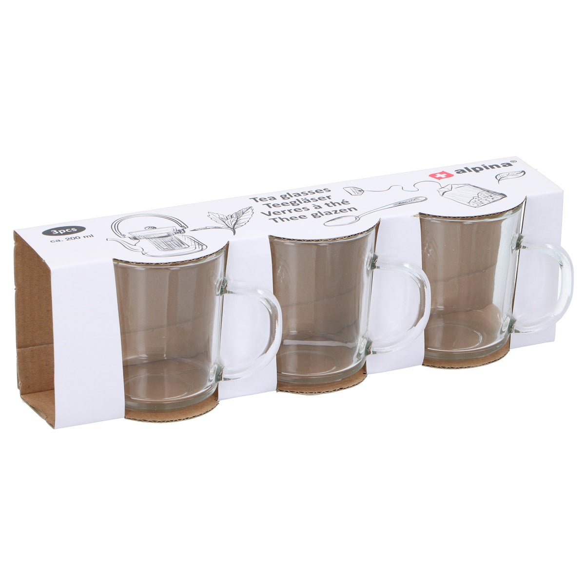 Theeglas 200 ml 3 stuks Alpina Theeglas 200 ml 3 stuks Alpina