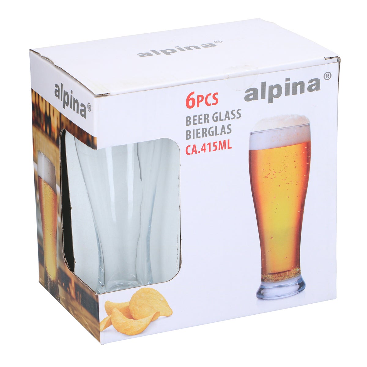 Bierglas 415 ml 6 stuks Alpina Bierglas 415 ml 6 stuks Alpina