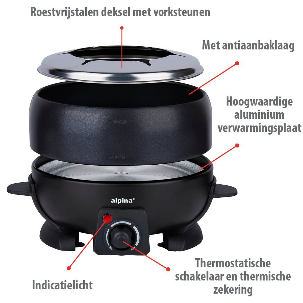 Fondueset 2,3 L 800W Alpina Fondueset 2,3 L 800W Alpina