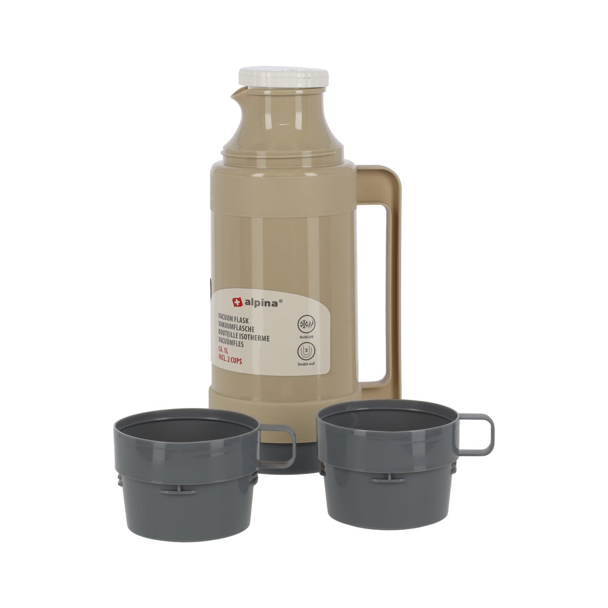 Thermoskan + 2 kopjes 1L Alpina Thermoskan + 2 kopjes 1L Alpina