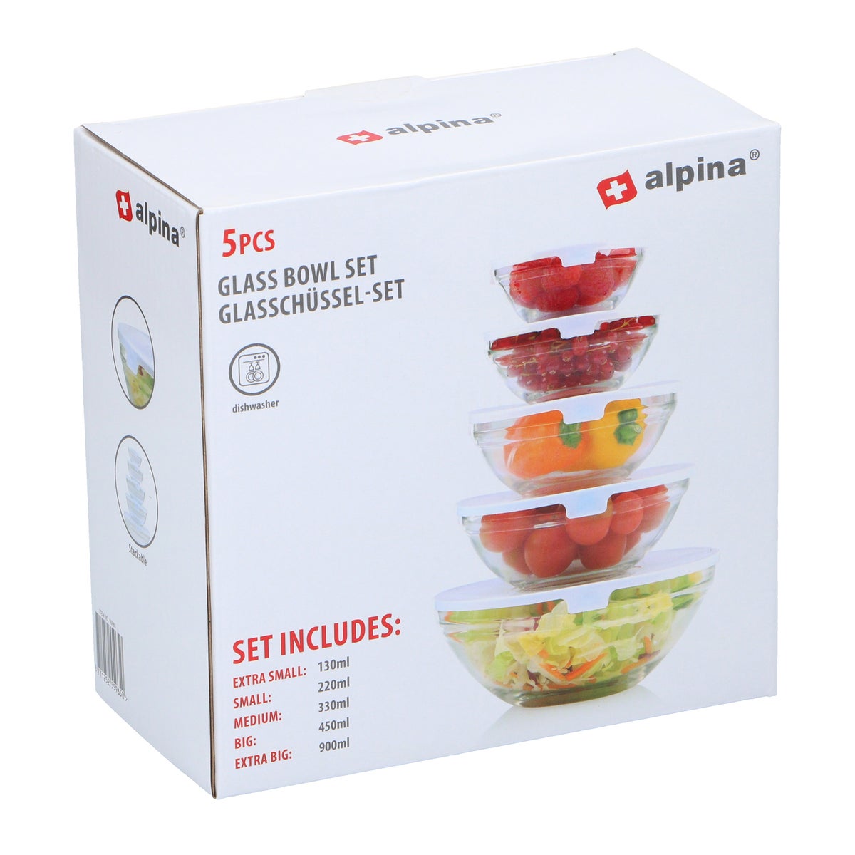 Kommenset glas 10st. met deksel Alpina Kommenset glas 10st. met deksel Alpina