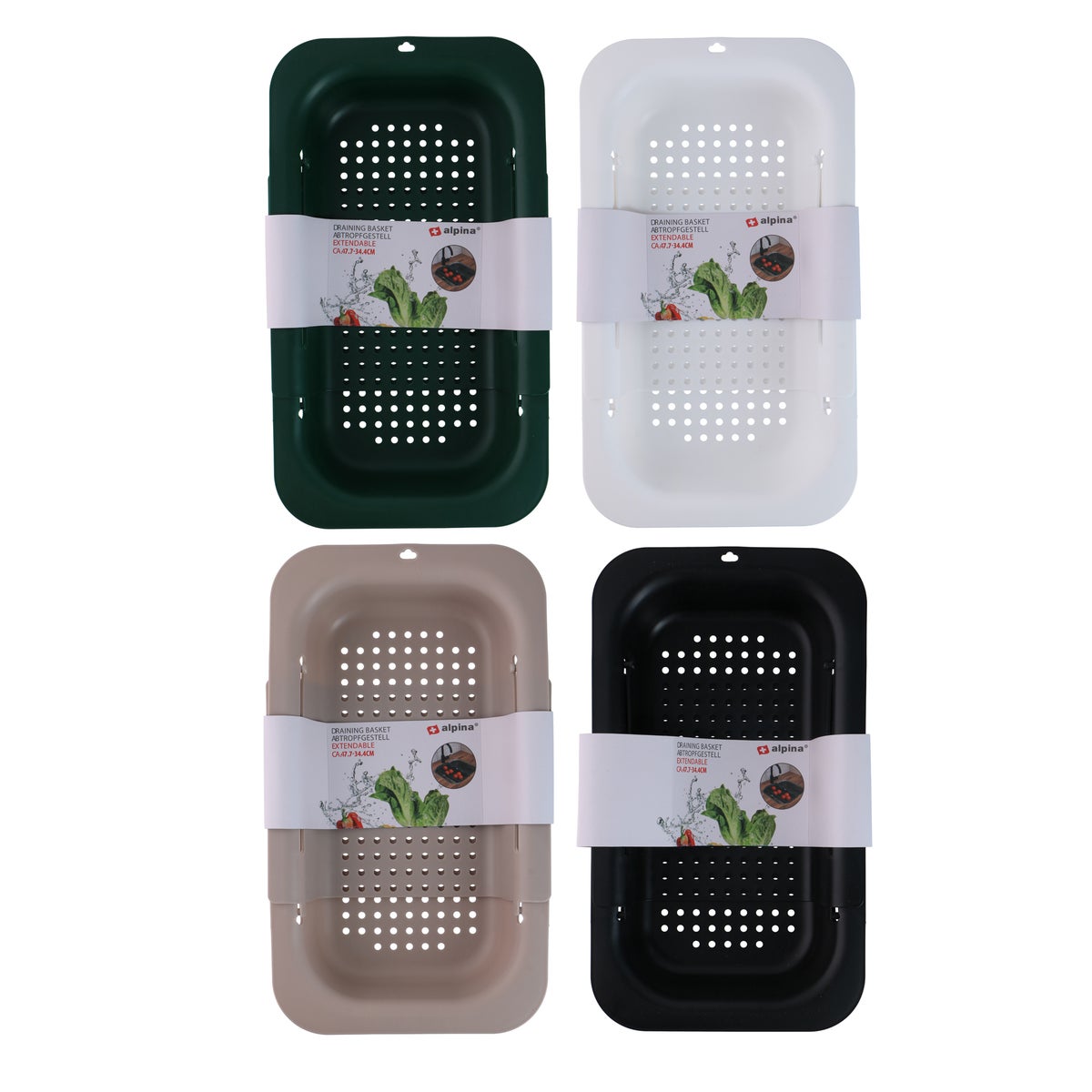 Uitlekmand uitschuifb assorti Alpina Uitlekmand uitschuifb assorti Alpina