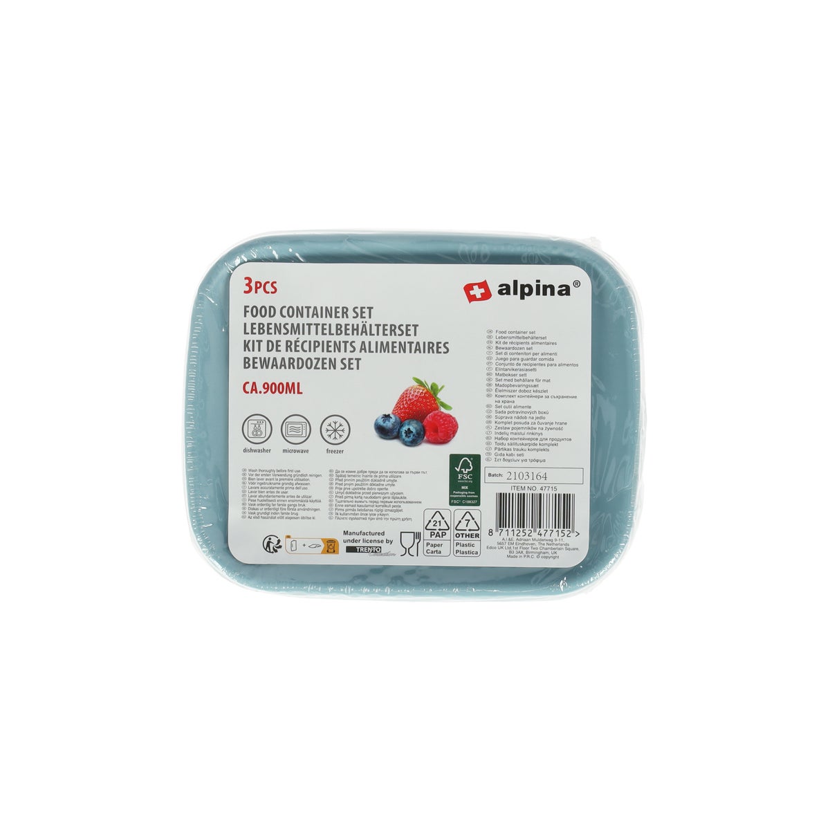 Bewaardoos 3-delig 900ml Alpina Bewaardoos 3-delig 900ml Alpina