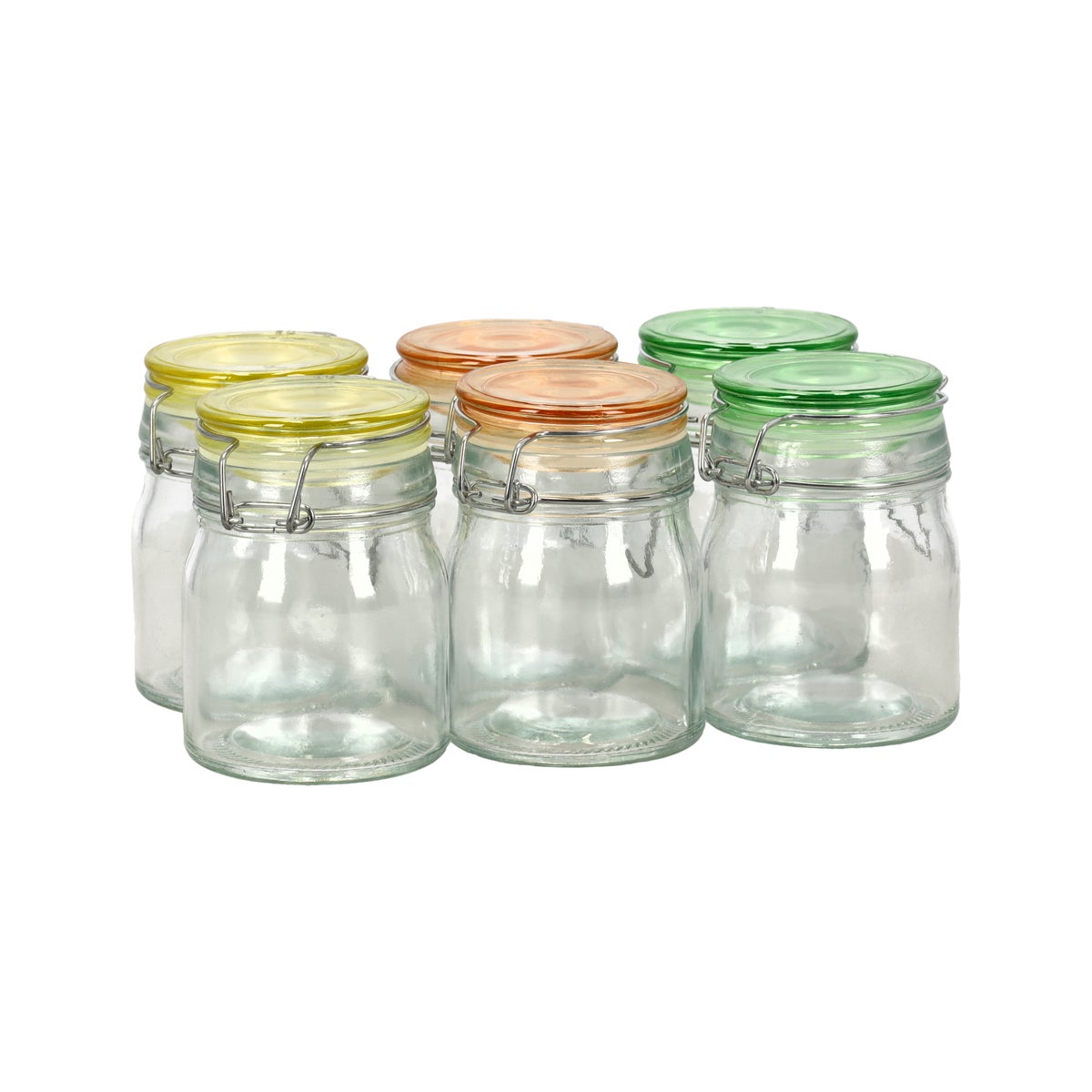Pot glas + deksel gekleurd 6st Alpina Pot glas + deksel gekleurd 6st Alpina