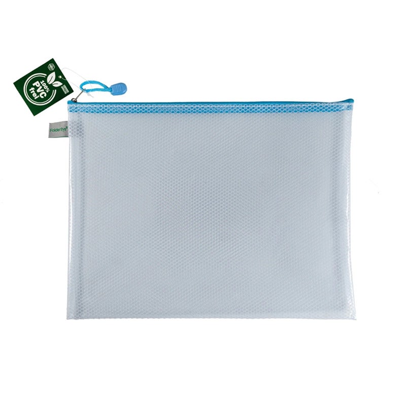 Opbergtas A4 met rits pastelblauw Opbergtas A4 met rits pastelblauw