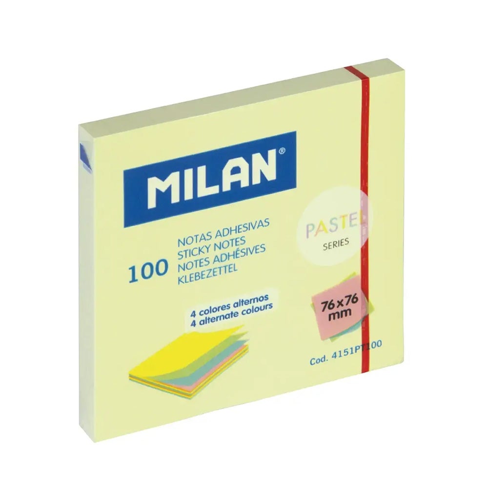 Kleefblaadjes 76 x 76 mm 100 st. vier kleuren Milan Kleefblaadjes 76 x 76 mm 100 st. vier kleuren Milan