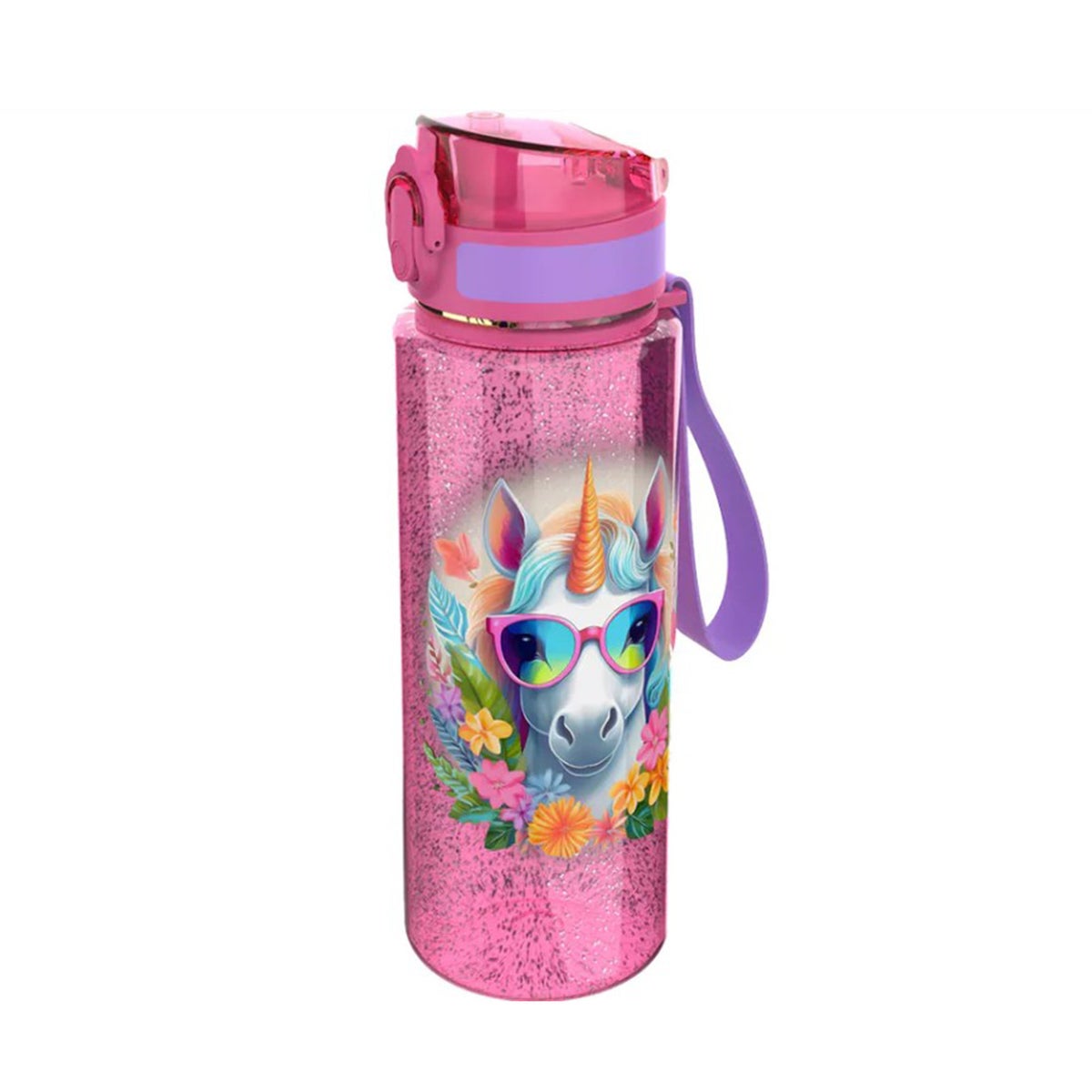 Waterfles 600 ml unicorn glitter Waterfles 600 ml unicorn glitter