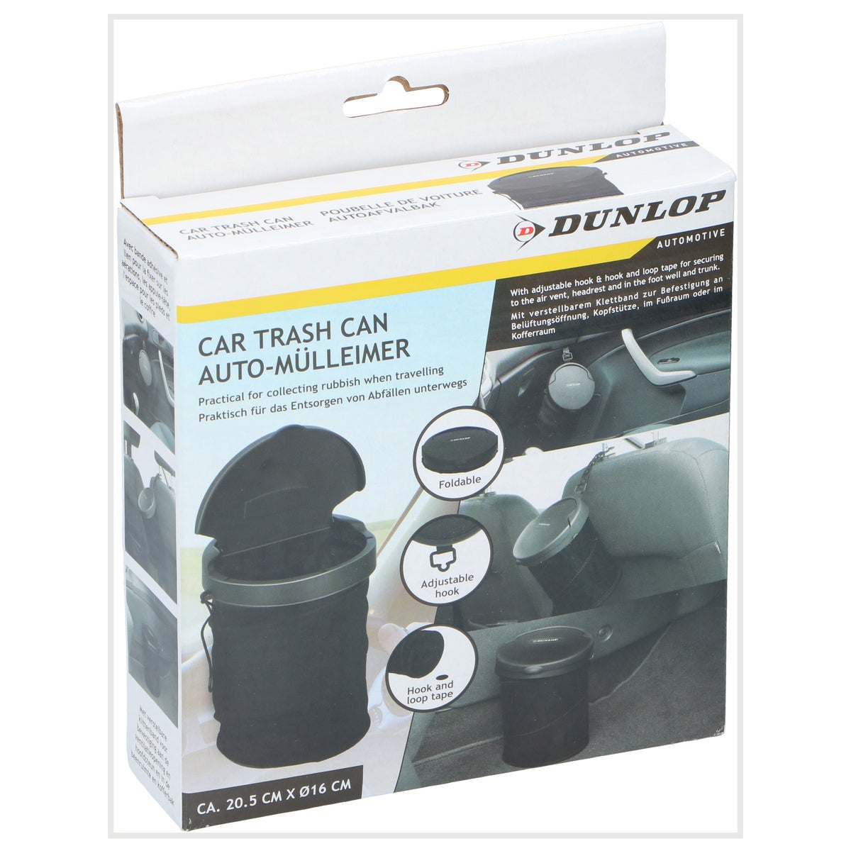 Prullenbak auto 16x20,5cm Dunlop Prullenbak auto 16x20,5cm Dunlop