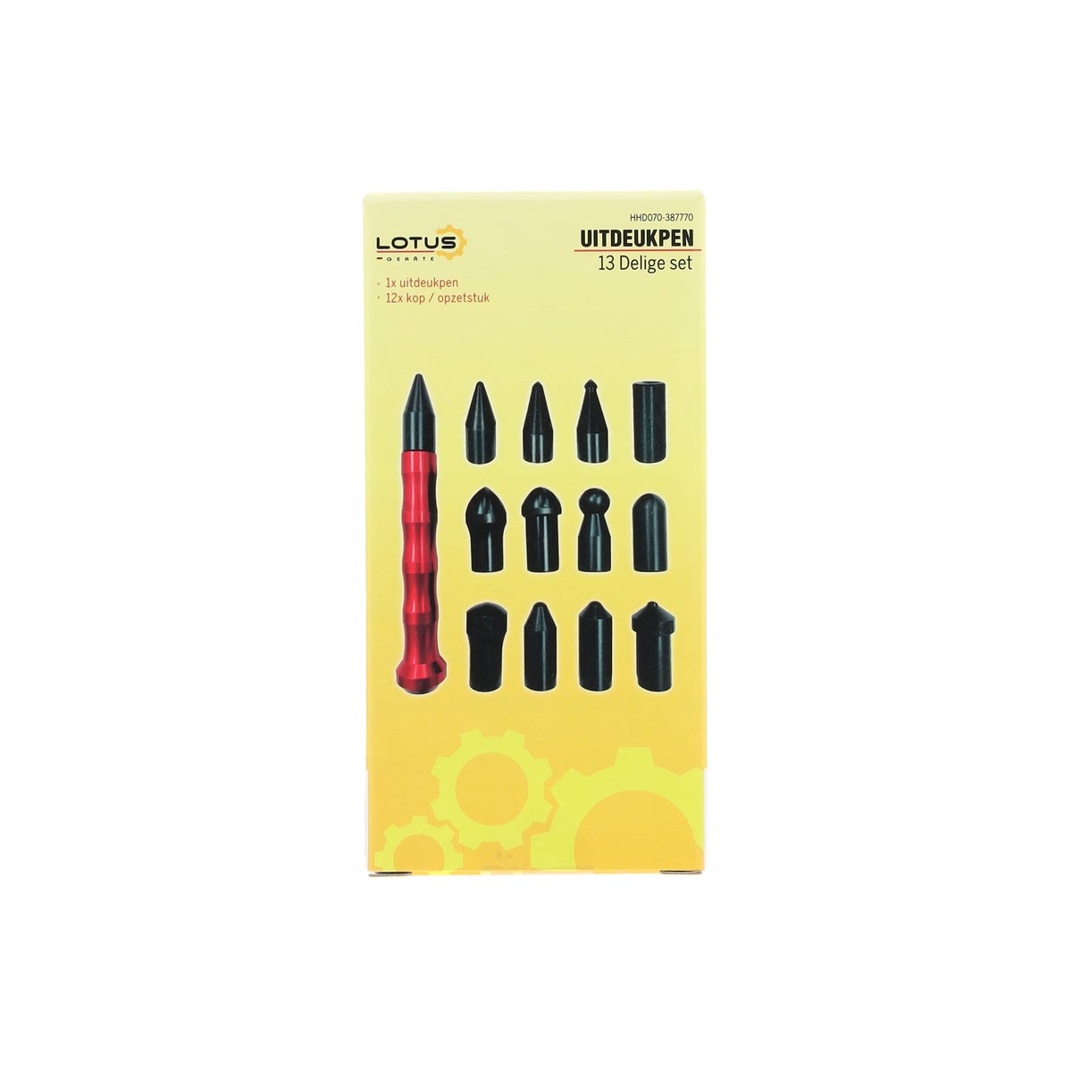 Uitdeukpen met koppenset 13-delig Lotus Uitdeukpen met koppenset 13-delig Lotus