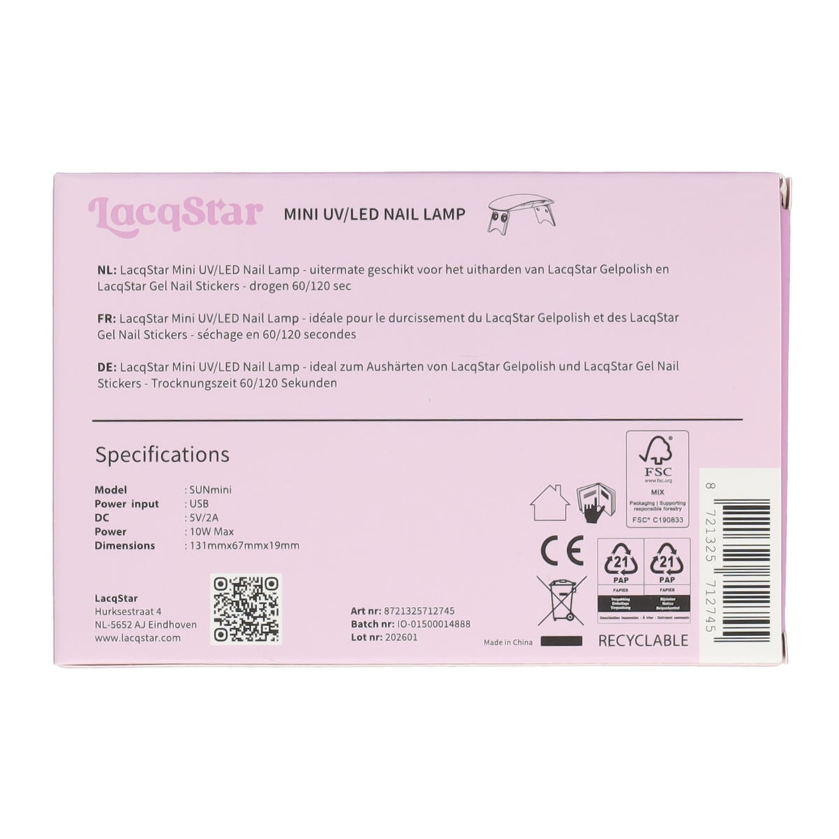 UV/LED nagellamp mini LacqStar UV/LED nagellamp mini LacqStar