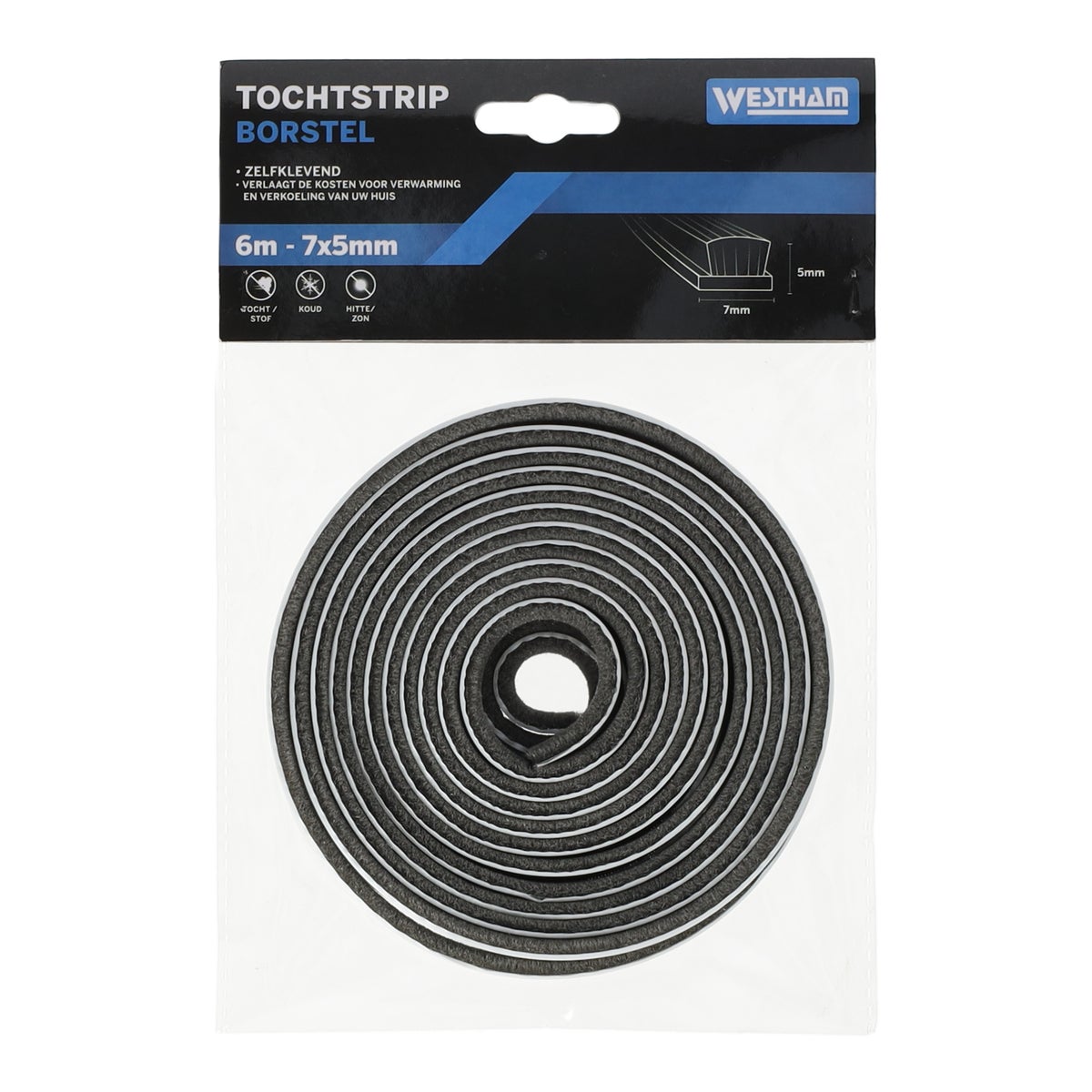 Tochtstrip zelfklevend met borstel 7 x 5 mm Tochtstrip zelfklevend met borstel 7 x 5 mm