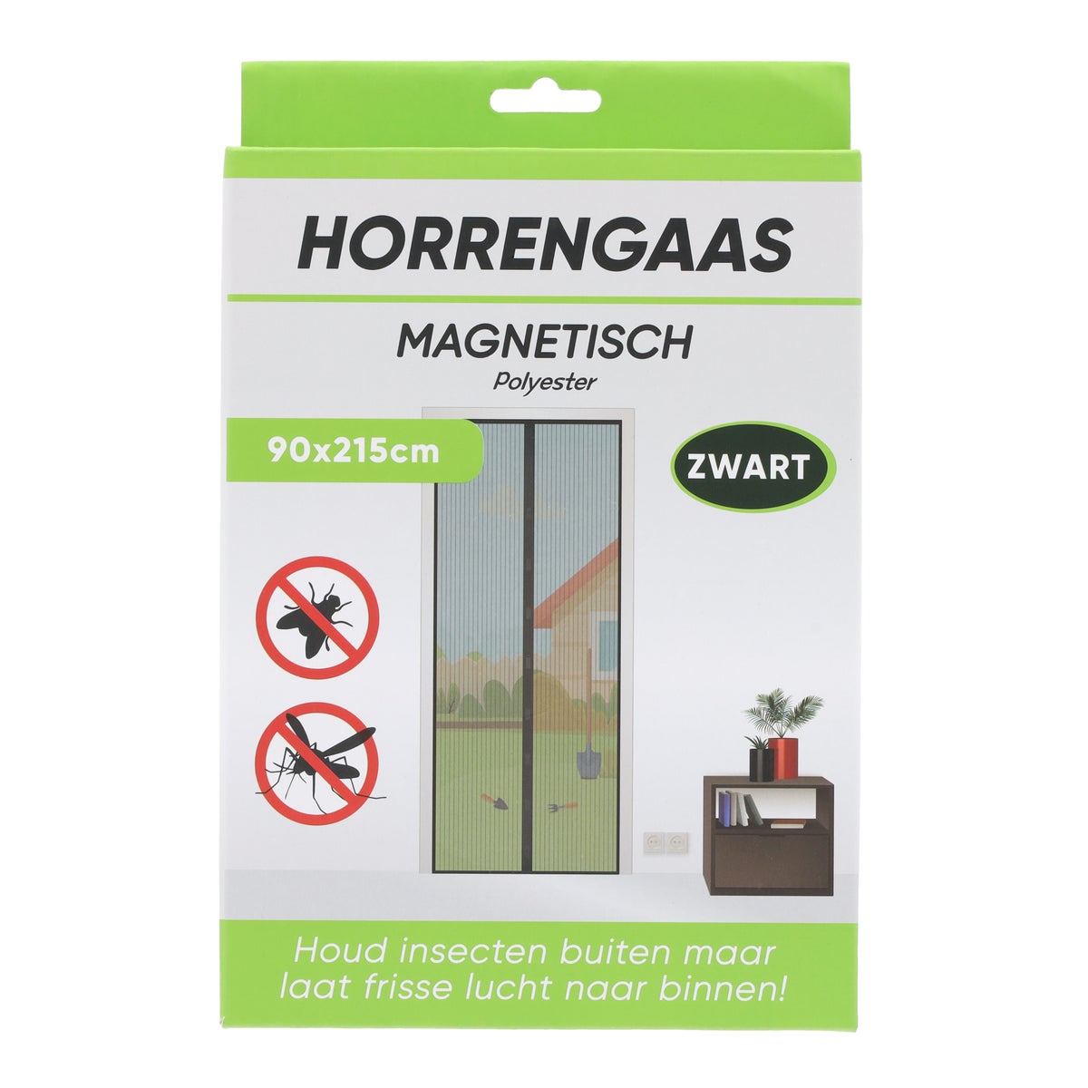 Horrengaas deur 0.9 x 2.15 m magnetisch zwart Horrengaas deur 0.9 x 2.15 m magnetisch zwart