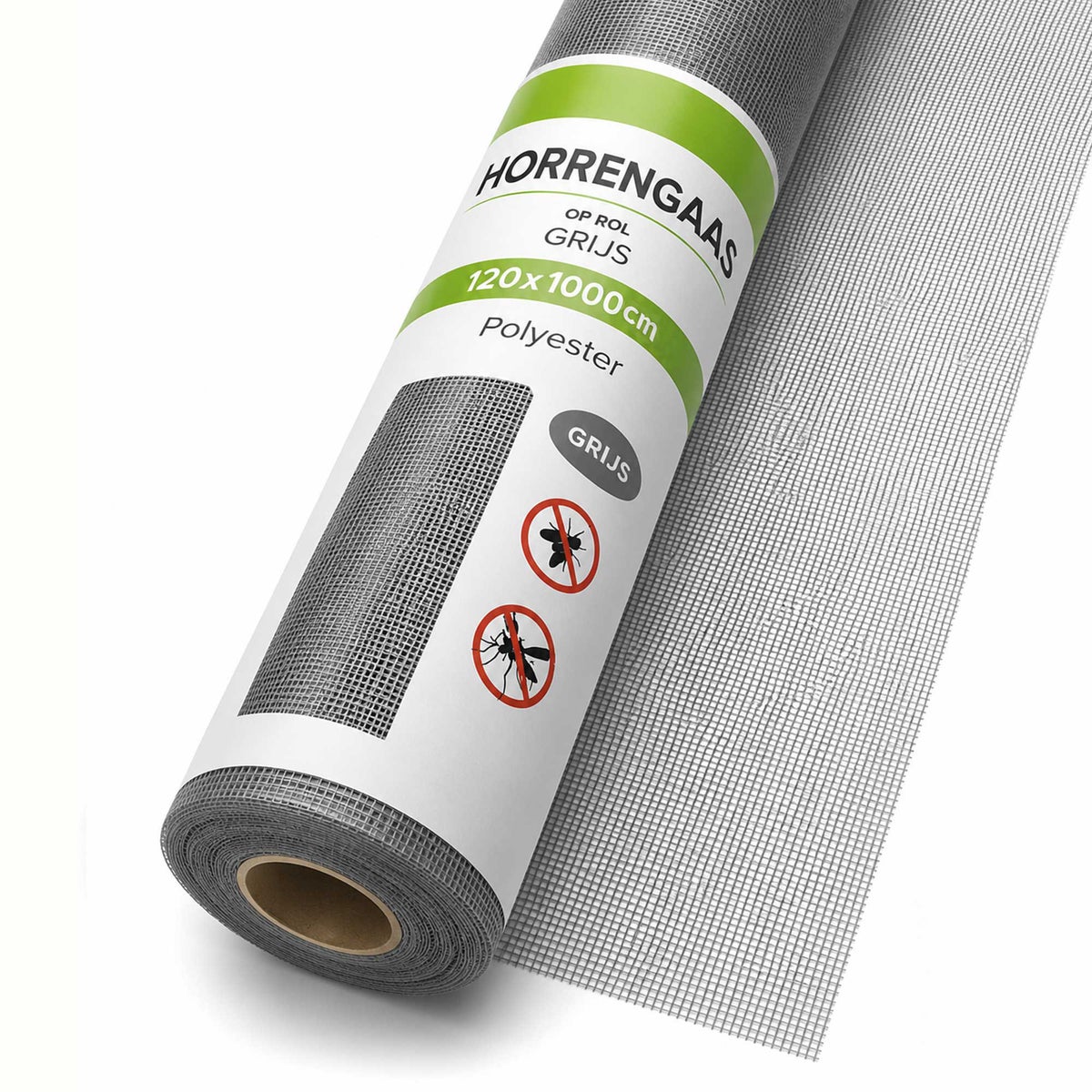Horrengaas rol 1.2 x 10 m grijs polyester Horrengaas rol 1.2 x 10 m grijs polyester