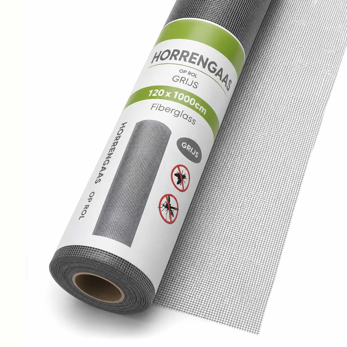 Horrengaas rol 1.2 x 10 m grijs fiberglass Horrengaas rol 1.2 x 10 m grijs fiberglass
