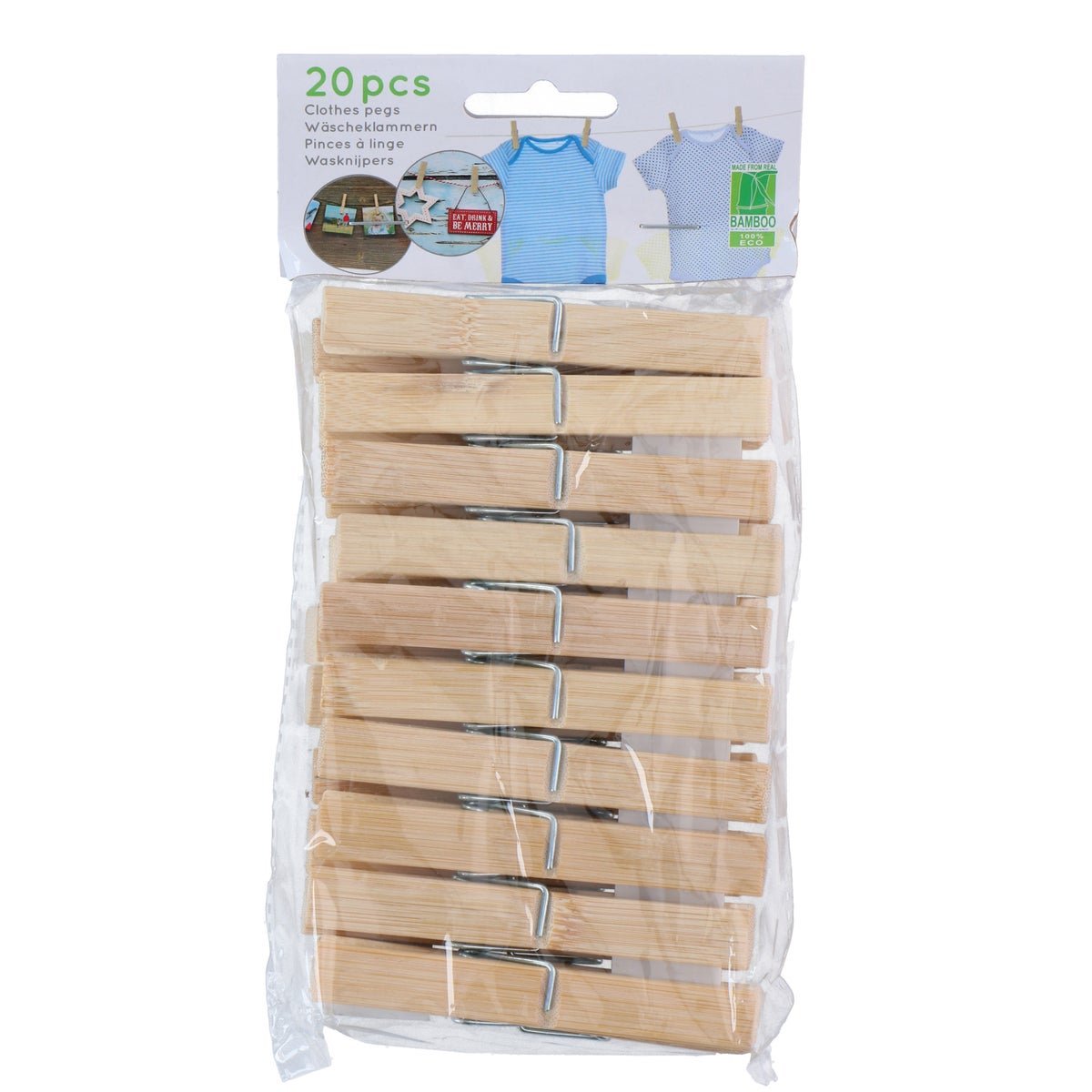 Wasknijpers 20 stuks hout Wasknijpers 20 stuks hout