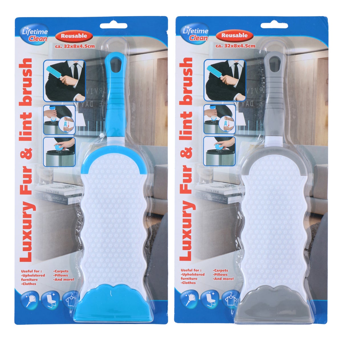 Vacht-pluis borstel 32x9x4.5cm Vacht-pluis borstel 32x9x4.5cm