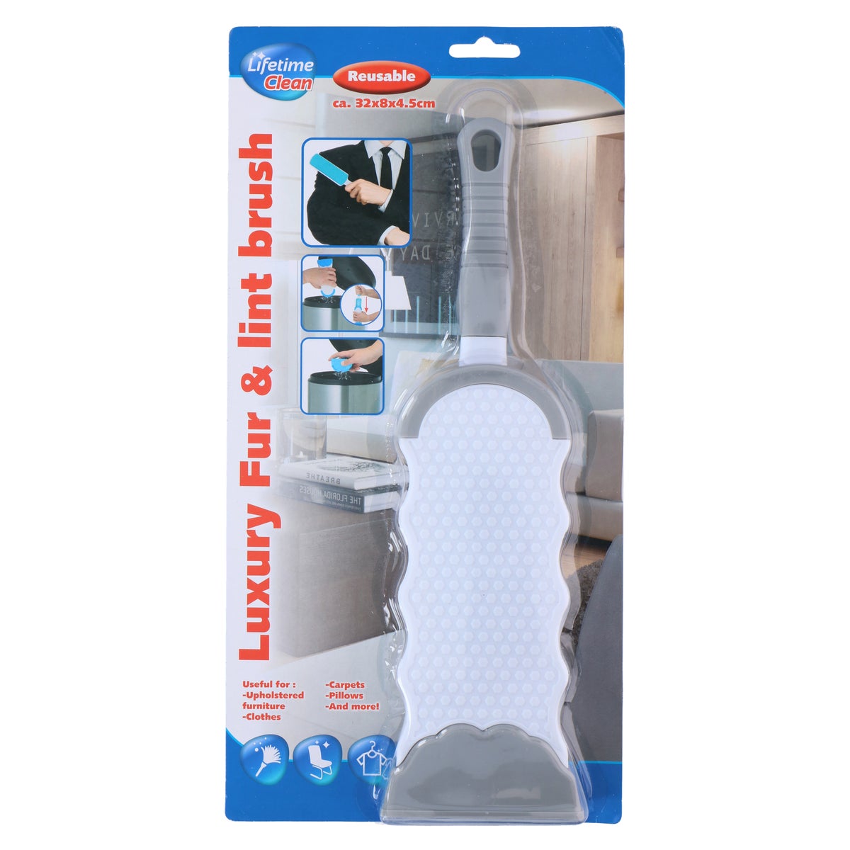 Vacht-pluis borstel 32x9x4.5cm Vacht-pluis borstel 32x9x4.5cm