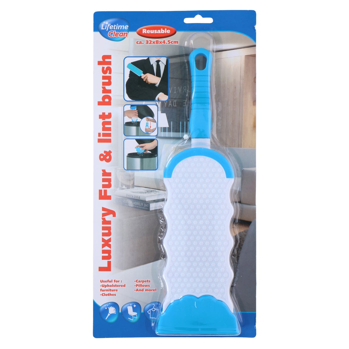 Vacht-pluis borstel 32x9x4.5cm Vacht-pluis borstel 32x9x4.5cm