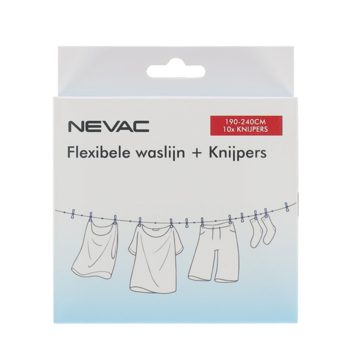 Flexibele waslijn met knijpers 190-240 cm Flexibele waslijn met knijpers 190-240 cm