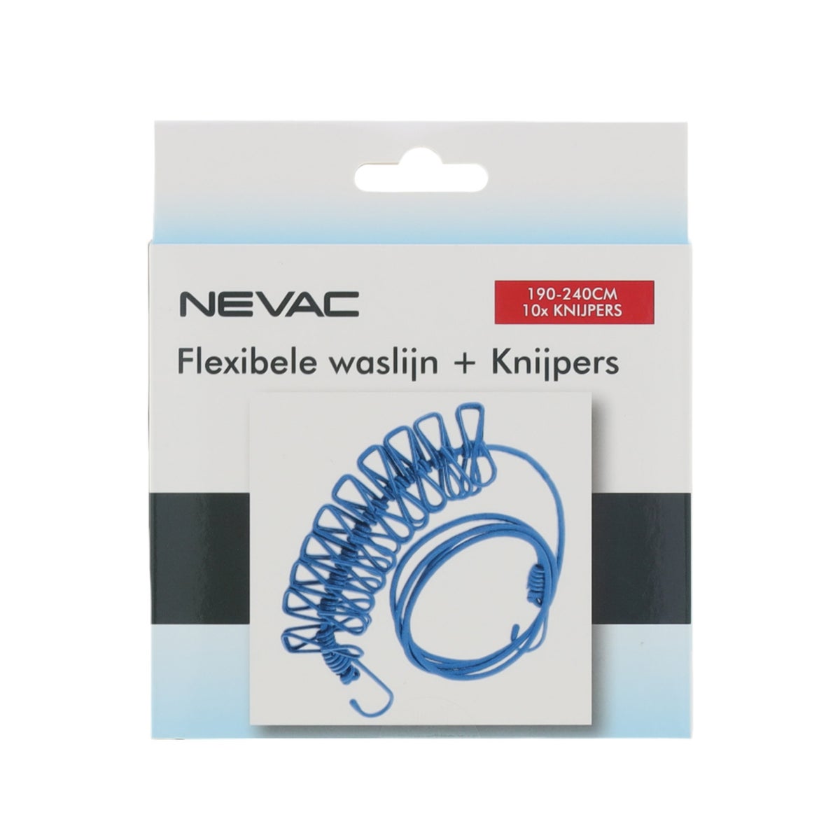 Flexibele waslijn met knijpers 190-240 cm Flexibele waslijn met knijpers 190-240 cm