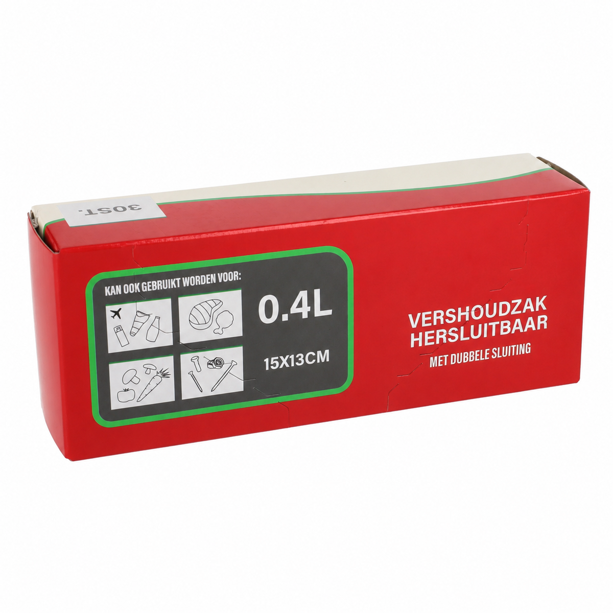 Vershoudzak hersluitbaar 0.4 L 30 stuks Vershoudzak hersluitbaar 0.4 L 30 stuks