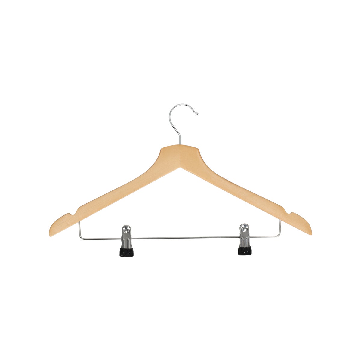 Kledinghanger hout met clips 3st. Kledinghanger hout met clips 3st.