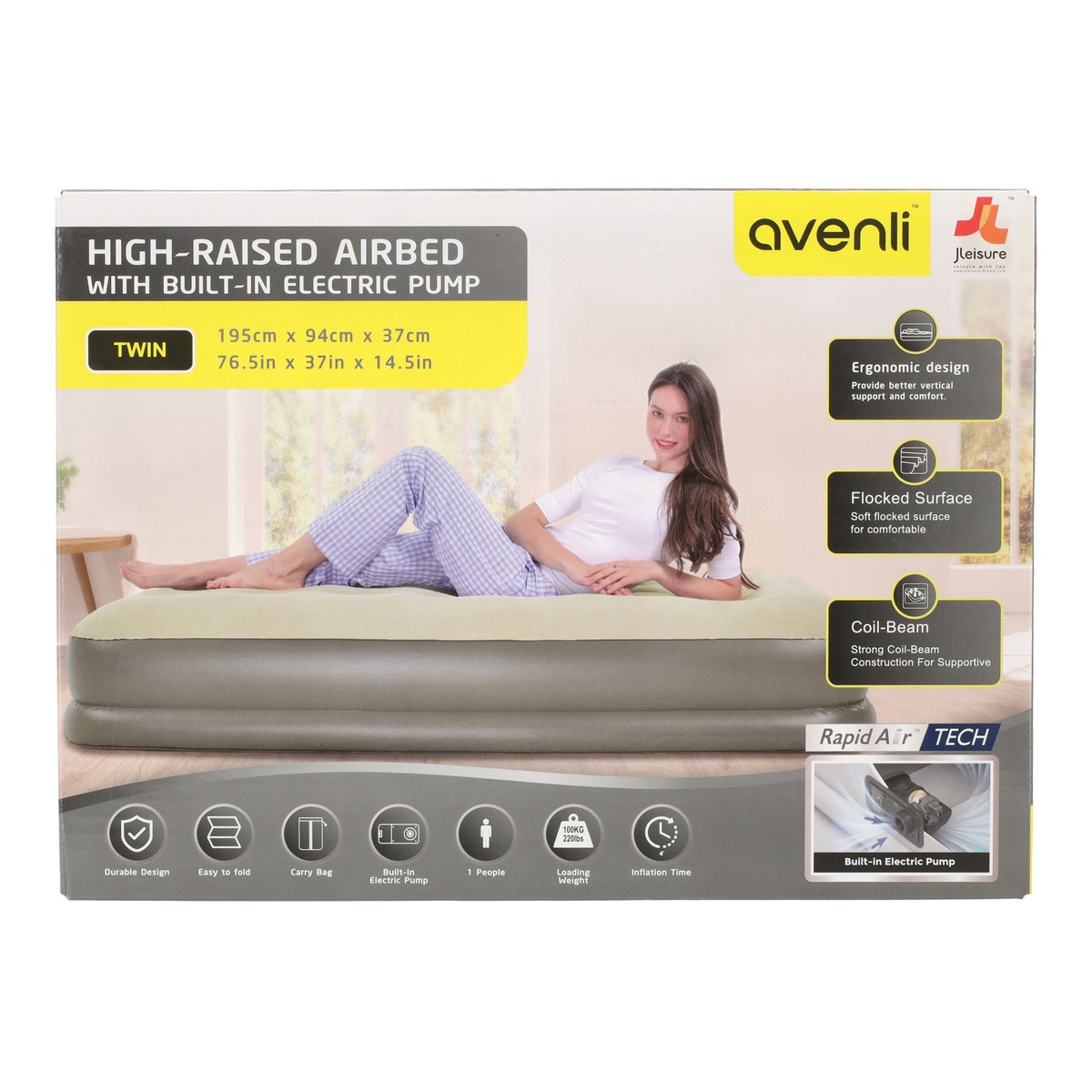 Luchtbed 1 persoon met pomp 230V 195x94x37 Luchtbed 1 persoon met pomp 230V 195x94x37