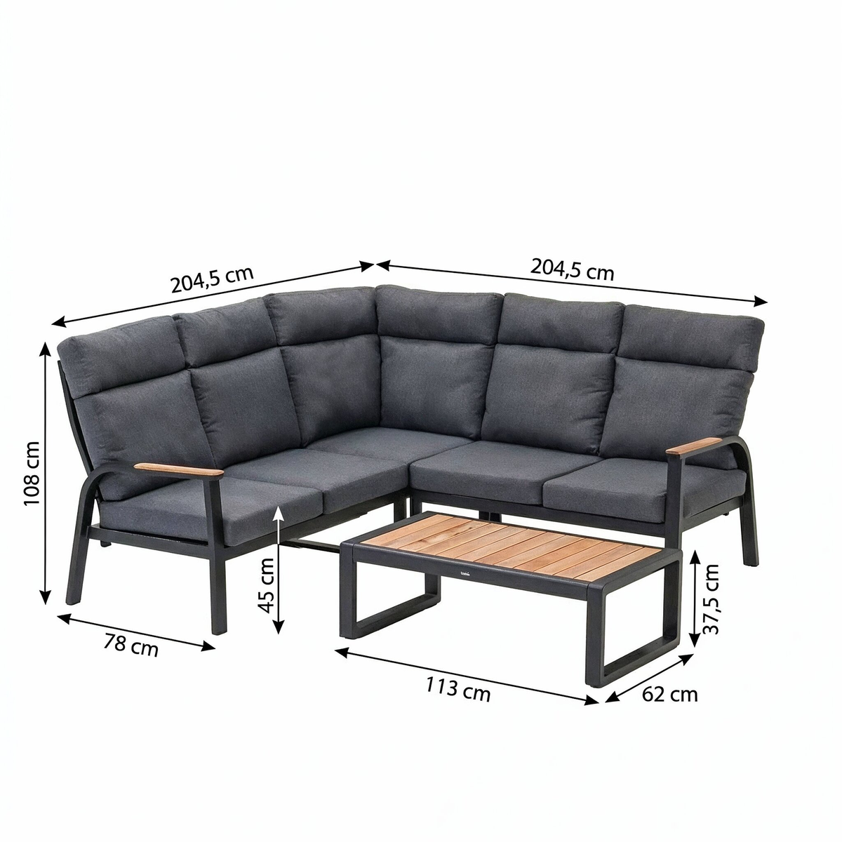 Loungeset Harston - Zwart - 5-zits Extra Loungeset Harston - Zwart - 5-zits Extra