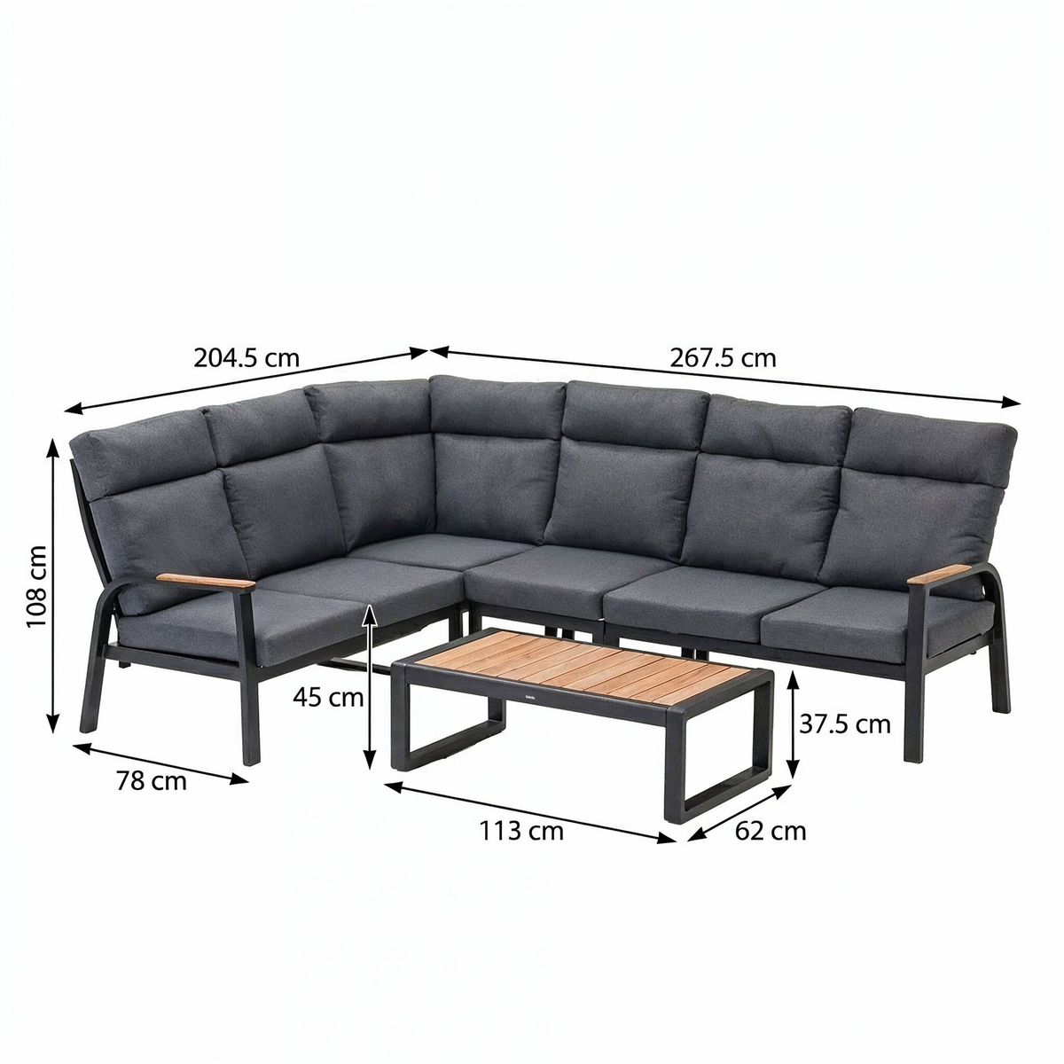 Loungeset Harston - Zwart - 6-zits Loungeset Harston - Zwart - 6-zits