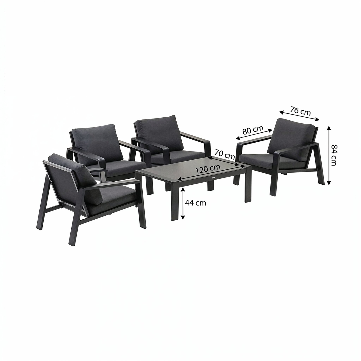 Bank-stoel Loungeset Libero - Zwart - 4-zits Bank-stoel Loungeset Libero - Zwart - 4-zits